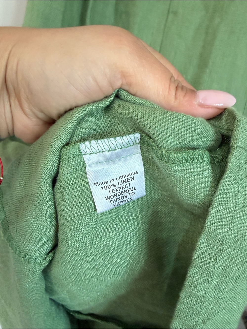 FLAX 100% Linen Green Midi Skirt Size Small Elastic Waist Minimalist - Picture 5 of 5